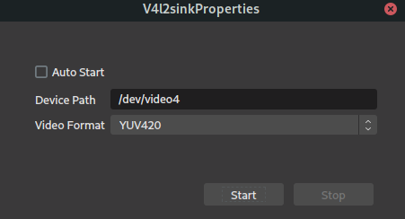 v4l2sink configuration window
